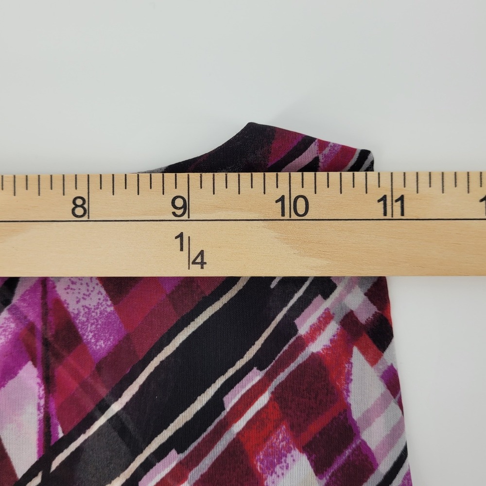 White House Black Market Womens Small Plum Geometric Abstract Faux Wrap Blouse - Picture 11 of 13